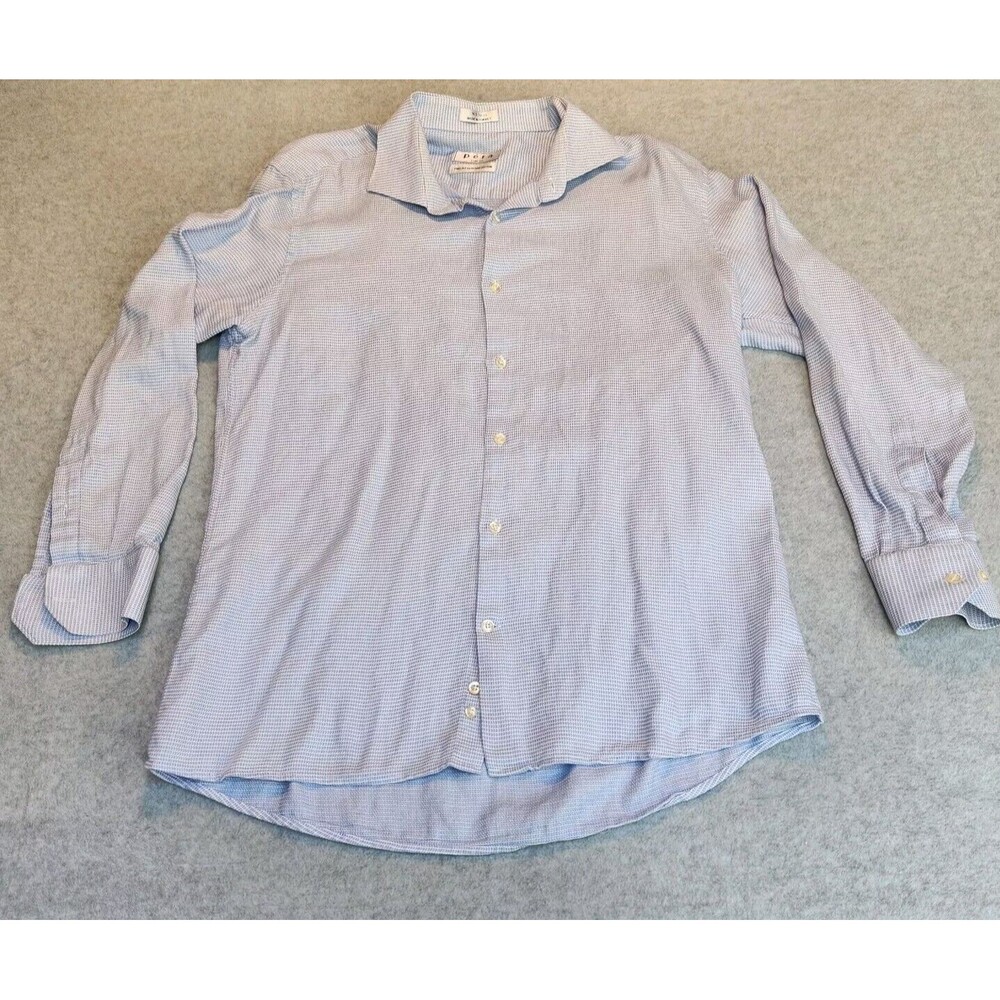 Pera Trim Fit Light Blue Two-Ply Egyptian Cotton Buttoned Shirt 16.5 32/33